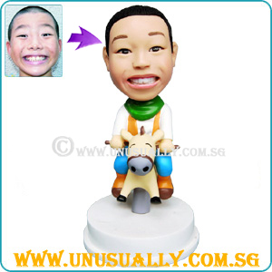 Fully Customized 3D Figurine Riding On Cute Mini Horse